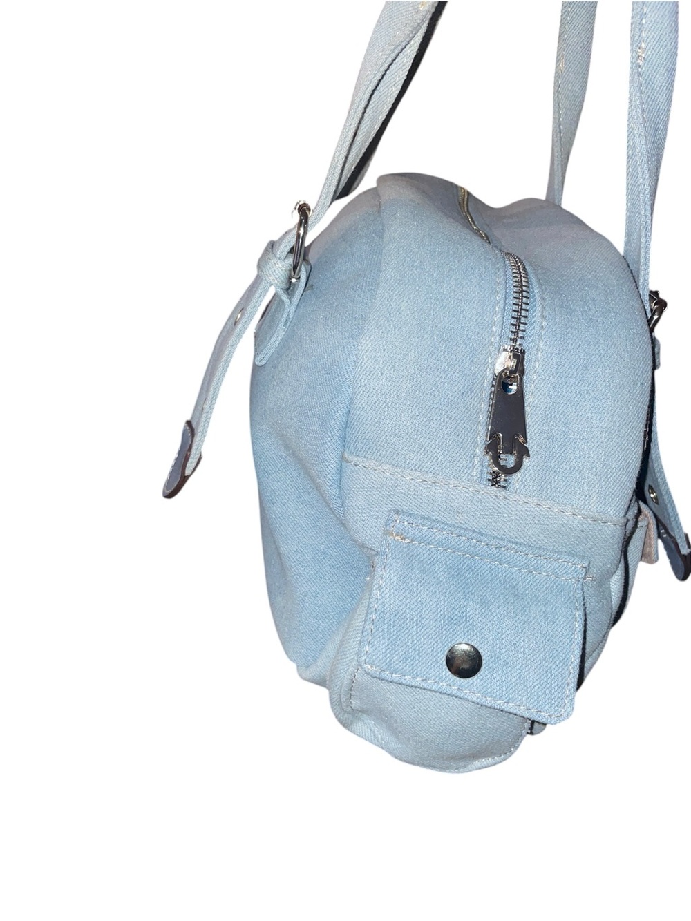 TRUE RELIGION Multi-Patch Denim Satchel Bag NWT - Picture 15 of 16